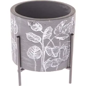 Produkt Šedý betonový květináč v kovovém stojanu Dakls Flowery, ø 10 cm