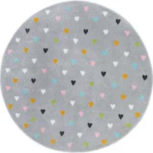 Šedý dětský koberec ø 100 cm Little Hearts – Hanse Home