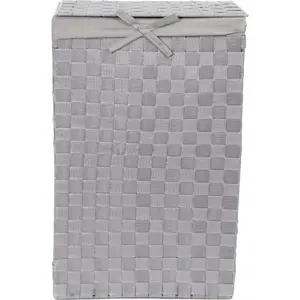 Šedý koš na prádlo s víkem Compactor Laundry Basket Linen, výška 60 cm