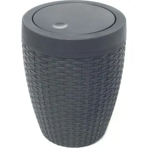 Šedý koupelnový koš Addis Rattan Bath Bin Charcoal, 5 l