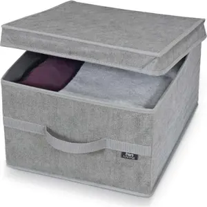 Šedý úložný box Domopak Stone Large, 50 x 38 cm