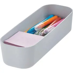 Šedý úložný box iDesign Eco Bin, 27,43 x 9,14 cm