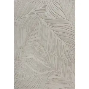 Šedý vlněný koberec Flair Rugs Lino Leaf, 120 x 170 cm