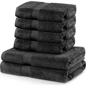 Produkt Set 2 bavlněných tmavě šedých osušek a 4 ručníků DecoKing Marina