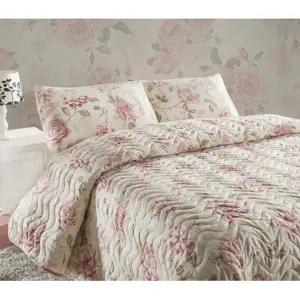 Set prošívaného přehozu a 2 povlaků na polštáře Eponj Home Care Pink, 240 x 220 cm