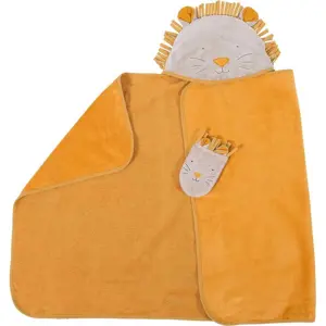 Produkt Set žluté bavlněné dětské osušky s kapucí a žínky 80x114 cm Sous mon Baobab – Moulin Roty