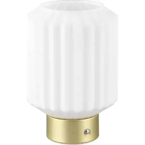 Stmívatelná LED stolní lampa v bílé a zlaté barvě se skleněným stínidlem (výška 19,5 cm) Lord – Trio