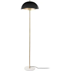 Stojací lampa s kovovým stínidlem v černé a zlaté barvě (výška 154 cm) Waved – Leitmotiv