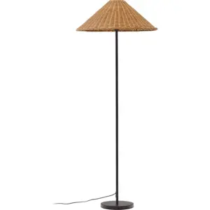 Stojací lampa s ratanovým stínidlem v černo-přírodní barvě (výška 154 cm) Urania – Kave Home