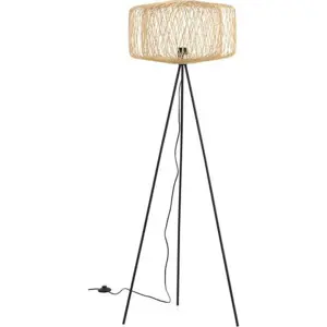 Stojací lampa v přírodní barvě s ratanovým stínidlem (výška 146 cm) Jule – Geese