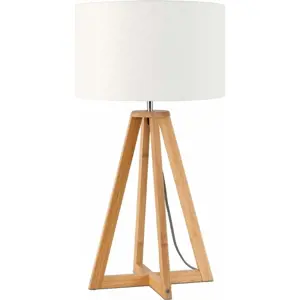 Stolní lampa s bílým stínidlem a konstrukcí z bambusu Good&Mojo Everest