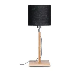 Stolní lampa s černým stínidlem a konstrukcí z bambusu Good&Mojo Fuji