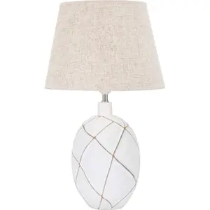 Stolní lampa s textilním stínidlem v bílo-krémové barvě (výška 60 cm) Lines – Mauro Ferretti