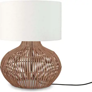 Stolní lampa s textilním stínidlem v bílo-přírodní barvě (výška 48 cm) Kalahari – Good&Mojo