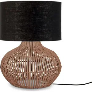 Stolní lampa s textilním stínidlem v černo-přírodní barvě (výška 48 cm) Kalahari – Good&Mojo