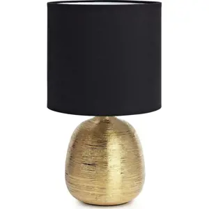 Stolní lampa s textilním stínidlem v černo-zlaté barvě (výška 37,5 cm) Oscar – Markslöjd