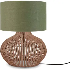 Stolní lampa s textilním stínidlem v zeleno-přírodní barvě (výška 48 cm) Kalahari – Good&Mojo