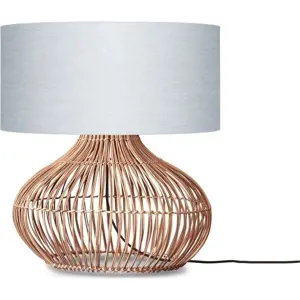 Stolní lampa s textilním stínidlem ve světle šedo-přírodní barvě (výška 60 cm) Kalahari – Good&Mojo