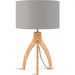 Produkt Stolní lampa se světle šedým stínidlem a konstrukcí z bambusu Good&Mojo Annapurna