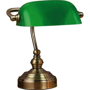 Produkt Stolní lampa v zelené a mosazné barvě Markslöjd Bankers, výška 25 cm