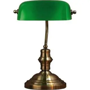 Produkt Stolní lampa v zelené a mosazné barvě Markslöjd Bankers, výška 42 cm