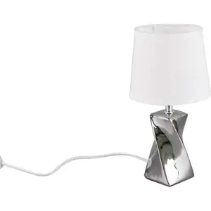 Stolní lampa ve stříbrné barvě s textilním stínidlem (výška 28 cm) Abeba – Reality