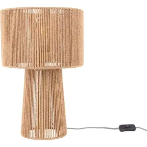 Stolní lampa ve zlaté barvě se stínidlem z papírového výpletu (výška 47 cm) Forma Pin – Leitmotiv