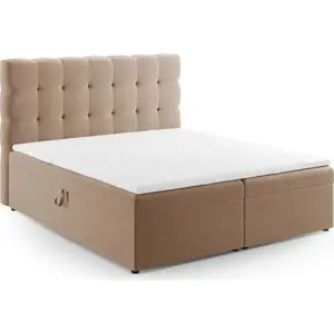 Produkt Světle hnědá boxspring postel s úložným prostorem 160x200 cm Bali – Cosmopolitan Design