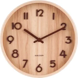 Světle hnědé nástěnné hodiny z lipového dřeva Karlsson Pure Small, ø 22 cm