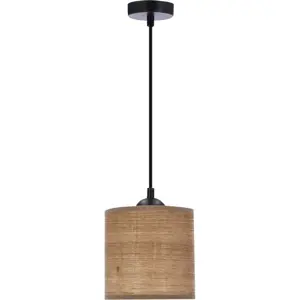 Produkt Světle hnědé závěsné svítidlo s ratanovým stínidlem ø 15 cm Legno – Candellux Lighting