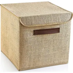 Produkt Světle hnědý úložný box s víkem z juty 30x30x30 cm – Mioli Decor