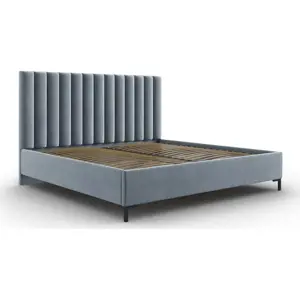 Produkt Světle modrá čalouněná dvoulůžková postel s úložným prostorem s roštem 160x200 cm Casey – Mazzini Beds