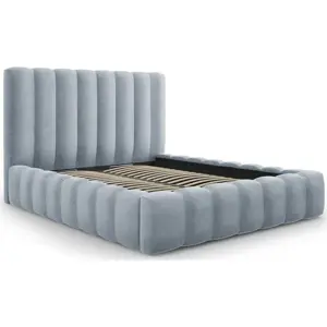 Produkt Světle modrá čalouněná dvoulůžková postel s úložným prostorem s roštem 200x200 cm Kelp – Micadoni Home