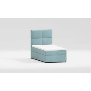 Produkt Světle modrá čalouněná jednolůžková postel s úložným prostorem s roštem 100x200 cm Lena – Ropez