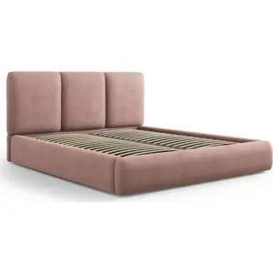 Produkt Světle růžová čalouněná dvoulůžková postel s úložným prostorem s roštem 160x200 cm Brody – Mazzini Beds