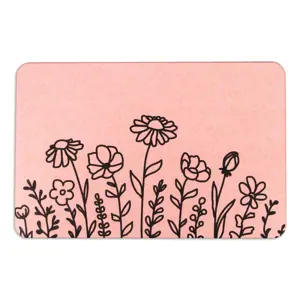 Produkt Světle růžová koupelnová předložka z křemeliny 39x60 cm Floral Lines – Artsy Doormats