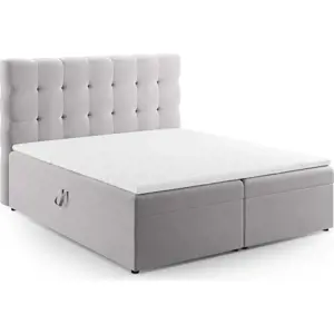 Světle šedá boxspring postel s úložným prostorem 160x200 cm Bali – Cosmopolitan Design