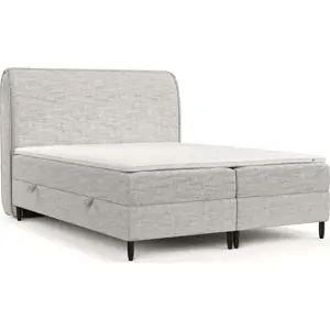 Světle šedá boxspring postel s úložným prostorem 160x200 cm Melba – Maison de Rêve