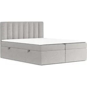 Světle šedá boxspring postel s úložným prostorem 160x200 cm Novento – Maison de Rêve