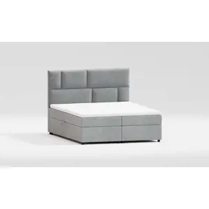 Produkt Světle šedá boxspring postel s úložným prostorem 200x200 cm Lola – Ropez