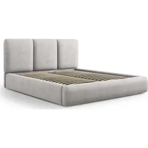 Produkt Světle šedá čalouněná dvoulůžková postel s úložným prostorem s roštem 160x200 cm Brody – Mazzini Beds