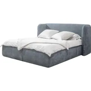 Produkt Světle šedá čalouněná dvoulůžková postel s úložným prostorem s roštem 180x200 cm Louise – Bobochic Paris