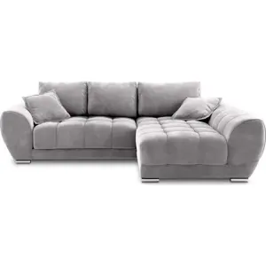 Produkt Světle šedá rozkládací rohová pohovka se sametovým potahem Windsor & Co Sofas Nuage, pravý roh