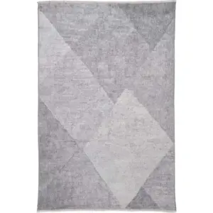 Světle šedý pratelný běhoun s příměsí bavlny 60x170 cm Whisper – Think Rugs