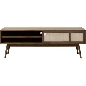 Produkt Tmavě hnědý TV stolek v dekoru dubu 150x50 cm Barrali – Unique Furniture