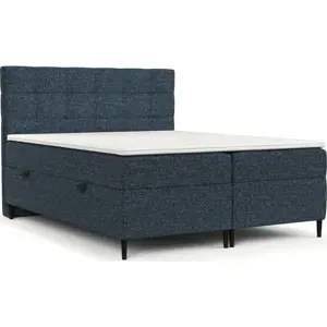 Tmavě modrá boxspring postel s úložným prostorem 140x200 cm Urbaneo – Maison de Rêve