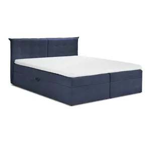 Produkt Tmavě modrá boxspring postel s úložným prostorem 160x200 cm Echaveria – Mazzini Beds