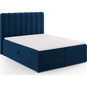 Produkt Tmavě modrá boxspring postel s úložným prostorem 160x200 cm Gina – Milo Casa