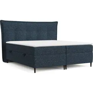 Tmavě modrá boxspring postel s úložným prostorem 160x200 cm Sinai – Maison de Rêve