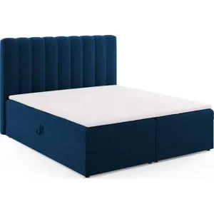 Produkt Tmavě modrá boxspring postel s úložným prostorem 180x200 cm Gina – Milo Casa